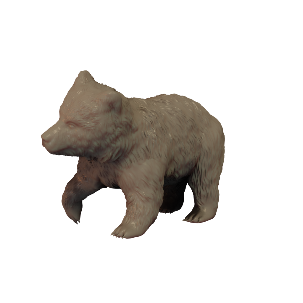 3D Render of Grizzly Bear cub on all fours with one leg raised miniature