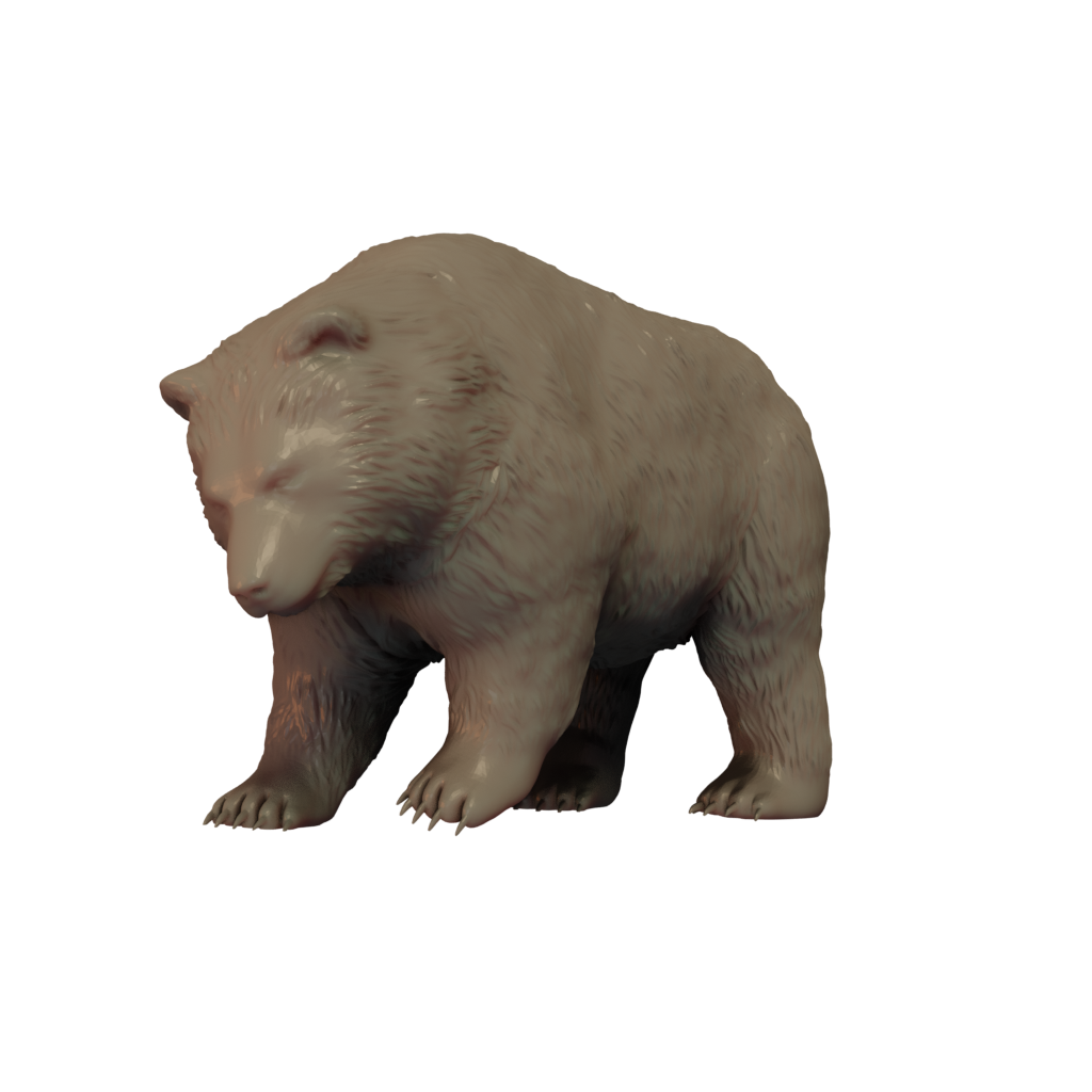 3D Render of Grizzy Bear walking on all fours miniature