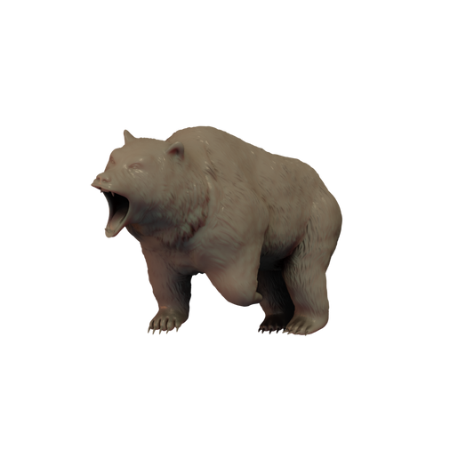 3D Render of Charging Grizzy Bear miniature