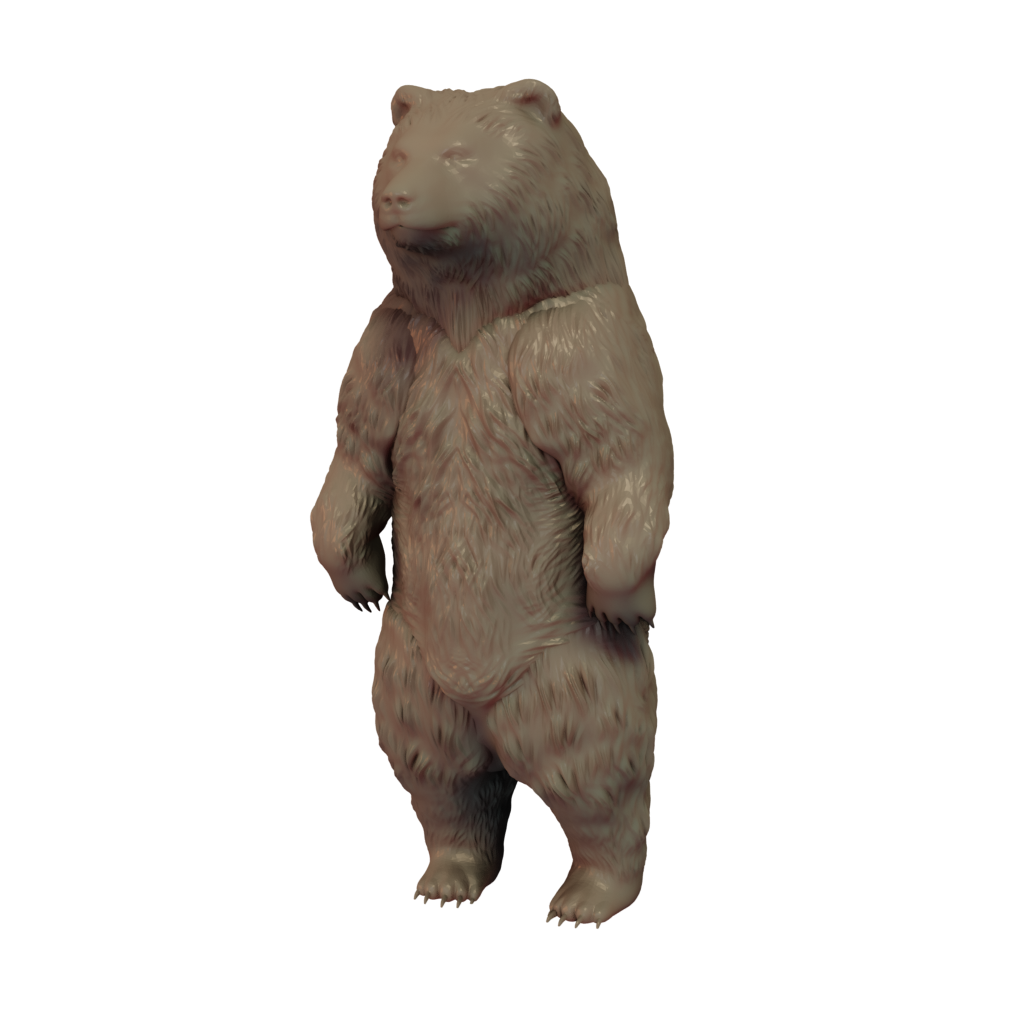 3D Render of Standing Grizzly Bear miniature