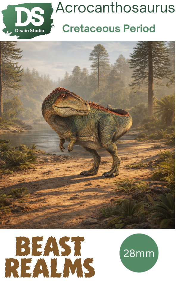 Acrocanthosaurus – 28mm 3D Printed Resin Miniature - Apex Hunter