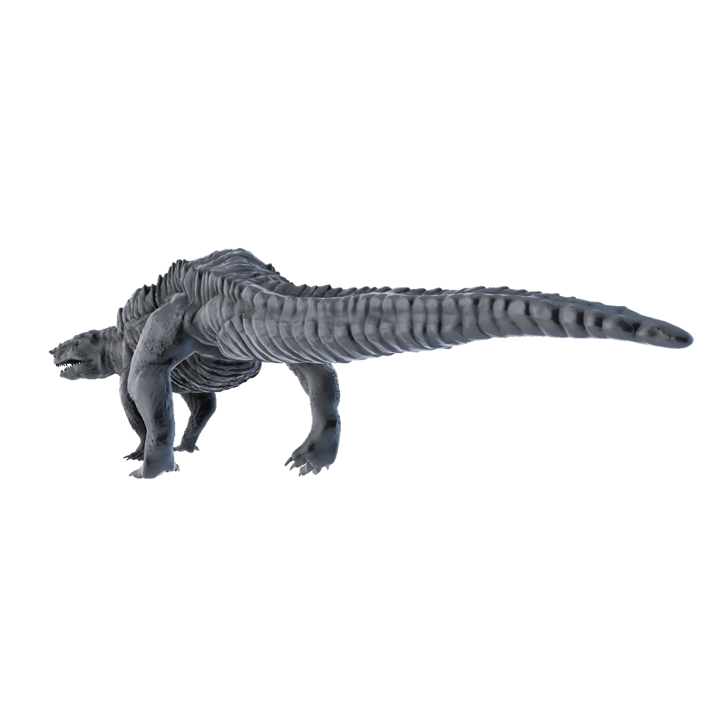 3D printed Aetosauroides walking rear view