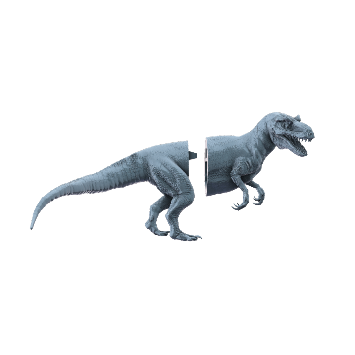 3D printed Allosaurus standing parts view