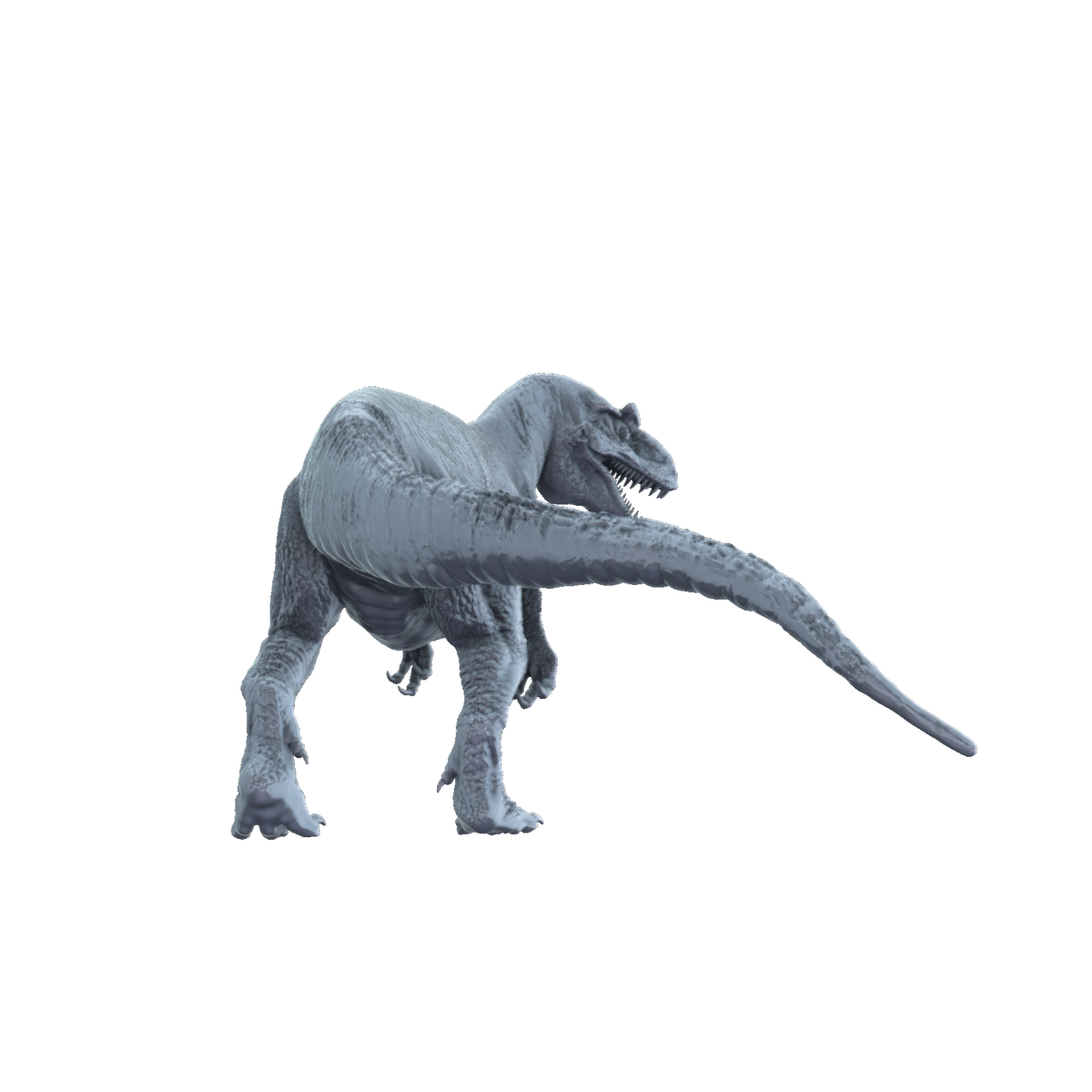 3D printed Allosaurus standing rear view