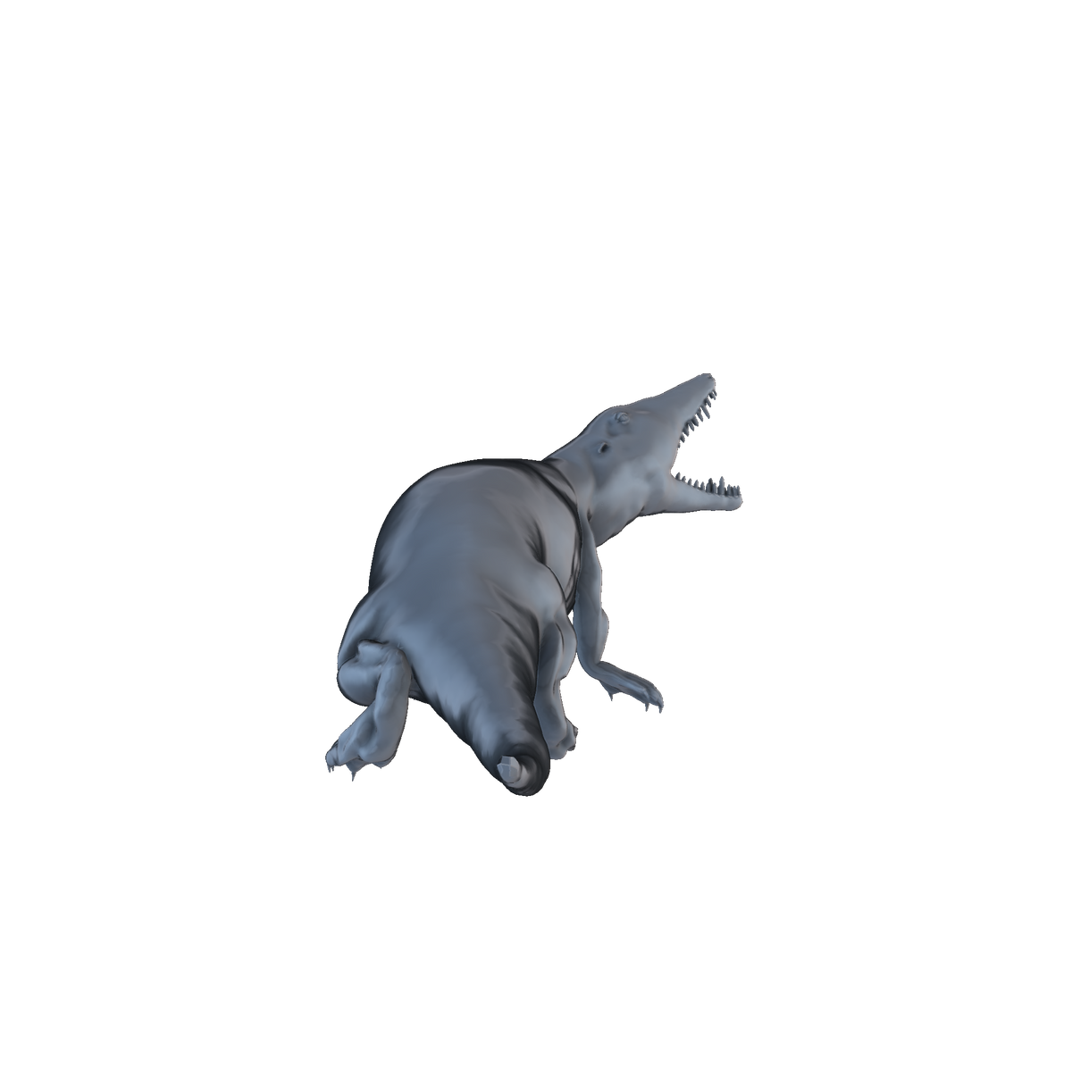 3D printed Ambulocetus roaring rear view