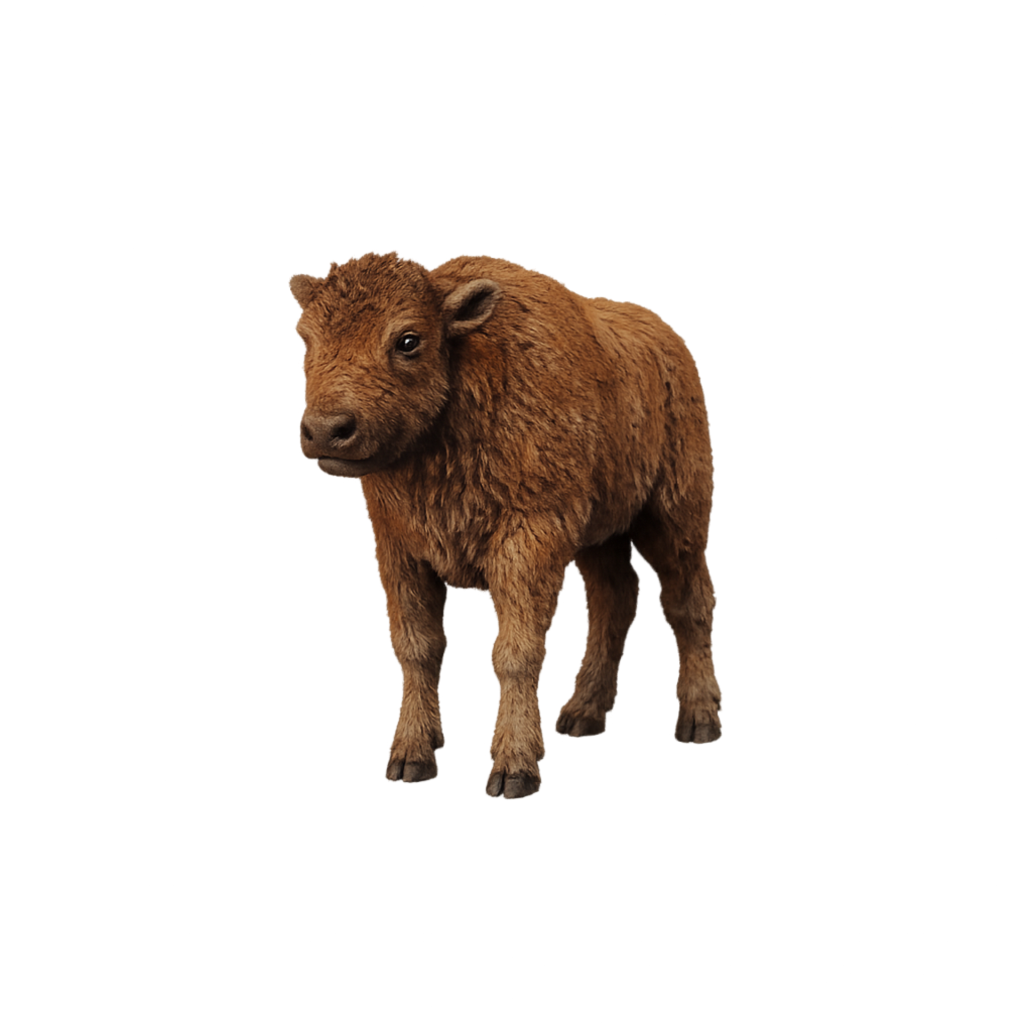 Painted American Bison Calf standing iniature