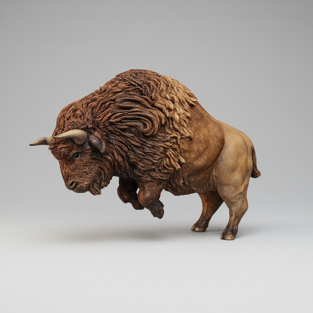 American Bison Leaping  on a white background