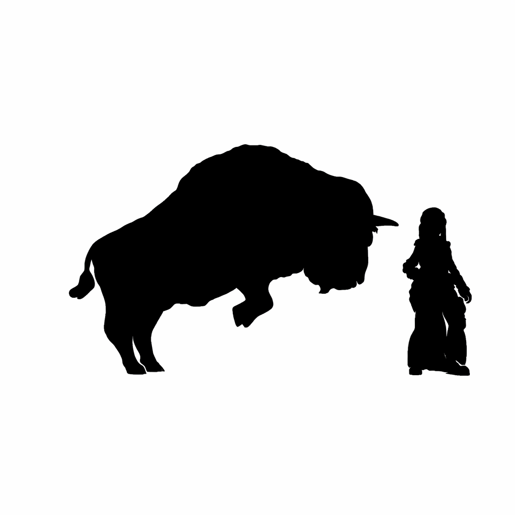 American Bison Leaping Scale Comparison with a 28mm human miniature