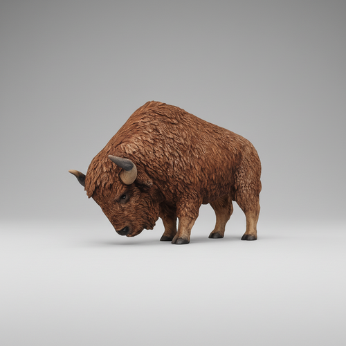 American Bison grazing painted