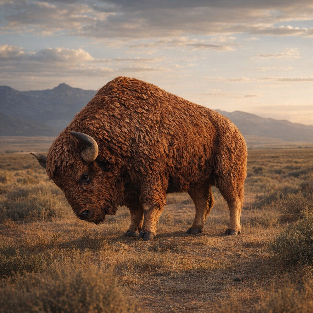 American Bison grazing 