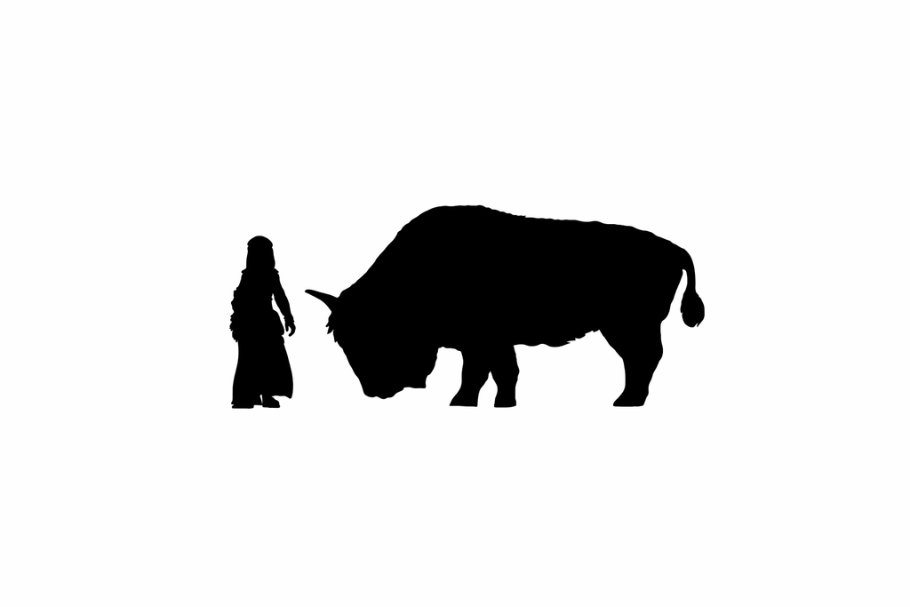 American Bison grazing Scale comparison to 28mm scale human miniature