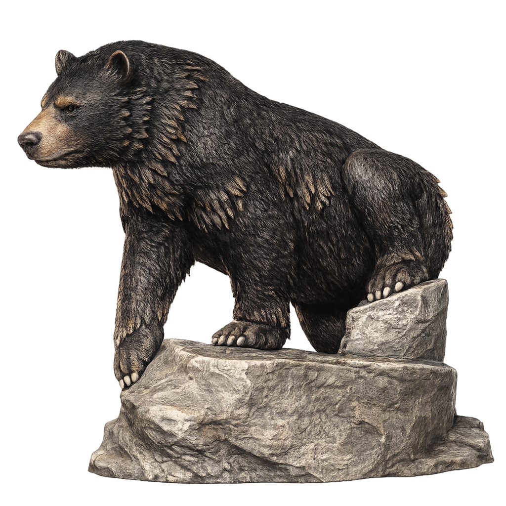 Painted American Black Bear on rock miniature