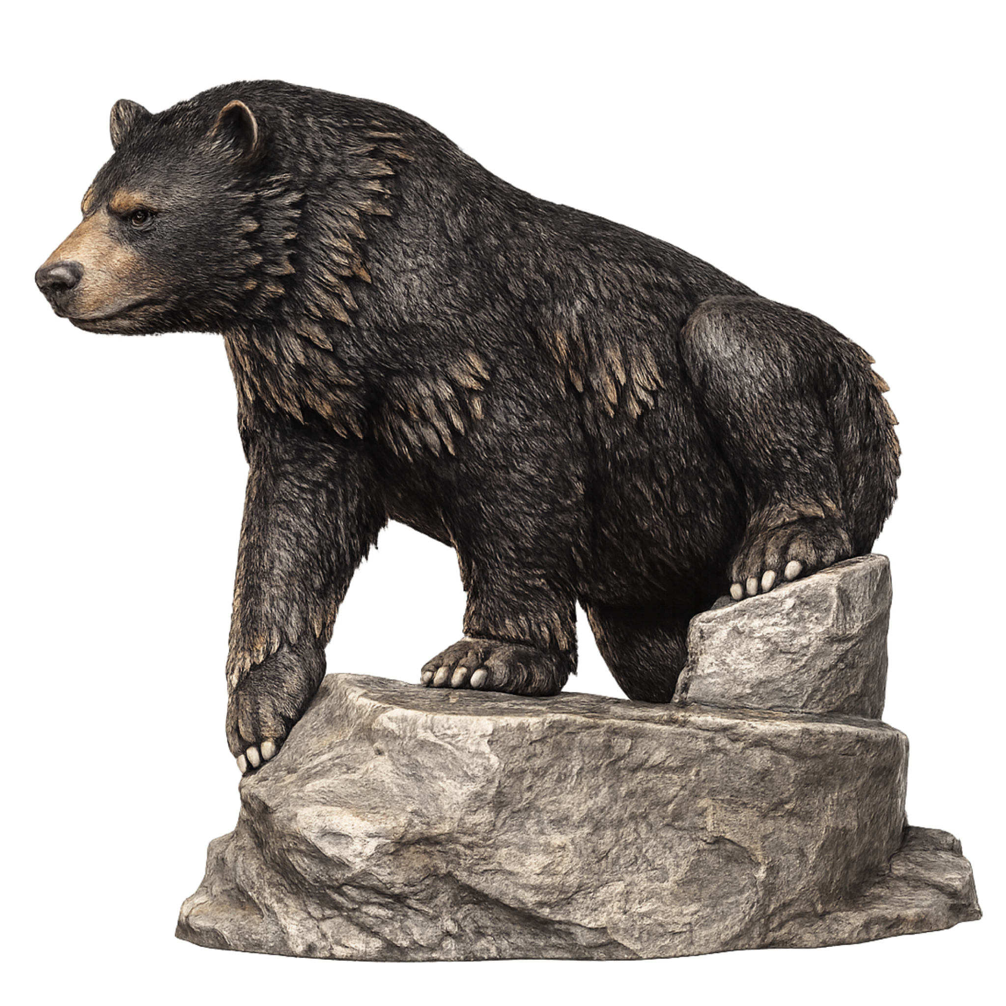 Painted American Black Bear on rock miniature