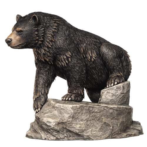 Painted American Black Bear on rock miniature