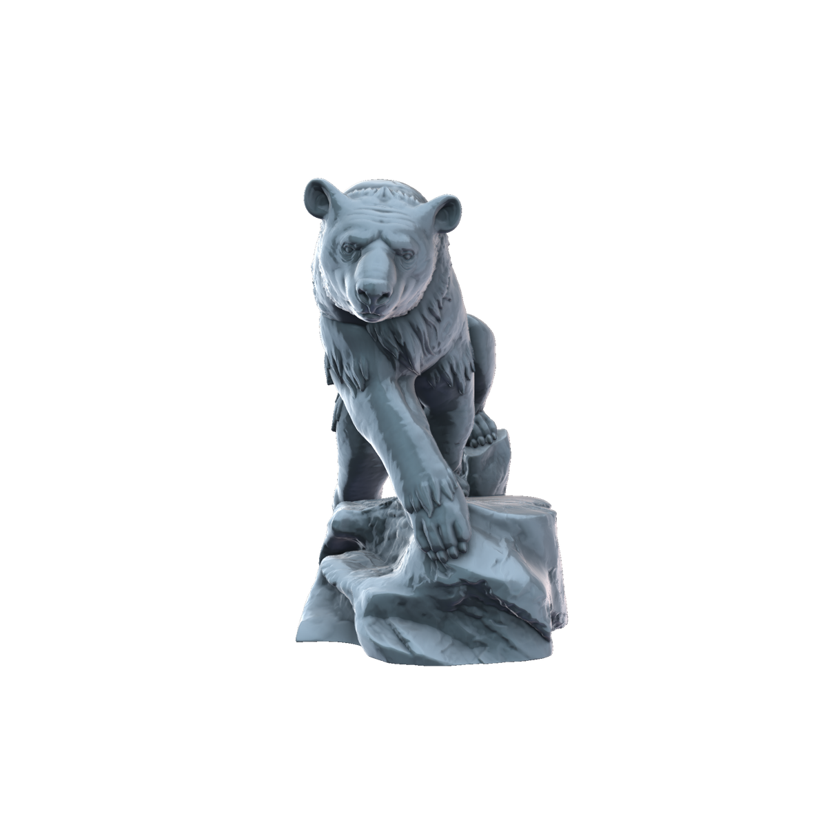 3D printed American black bear on rock front view