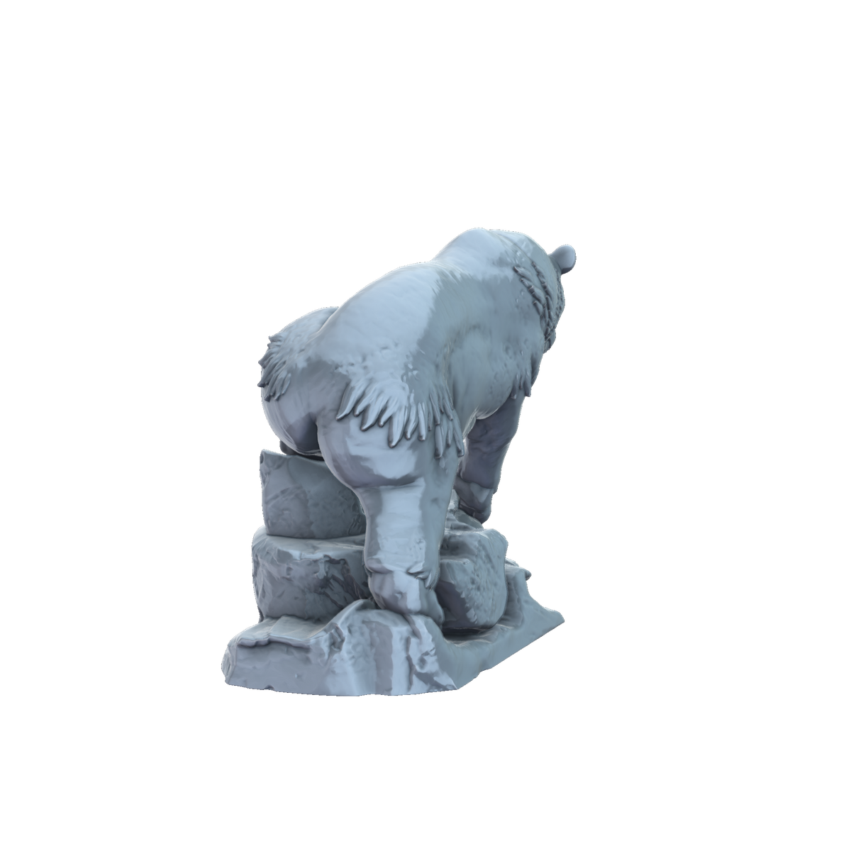 3D printed American black bear on rock rear view