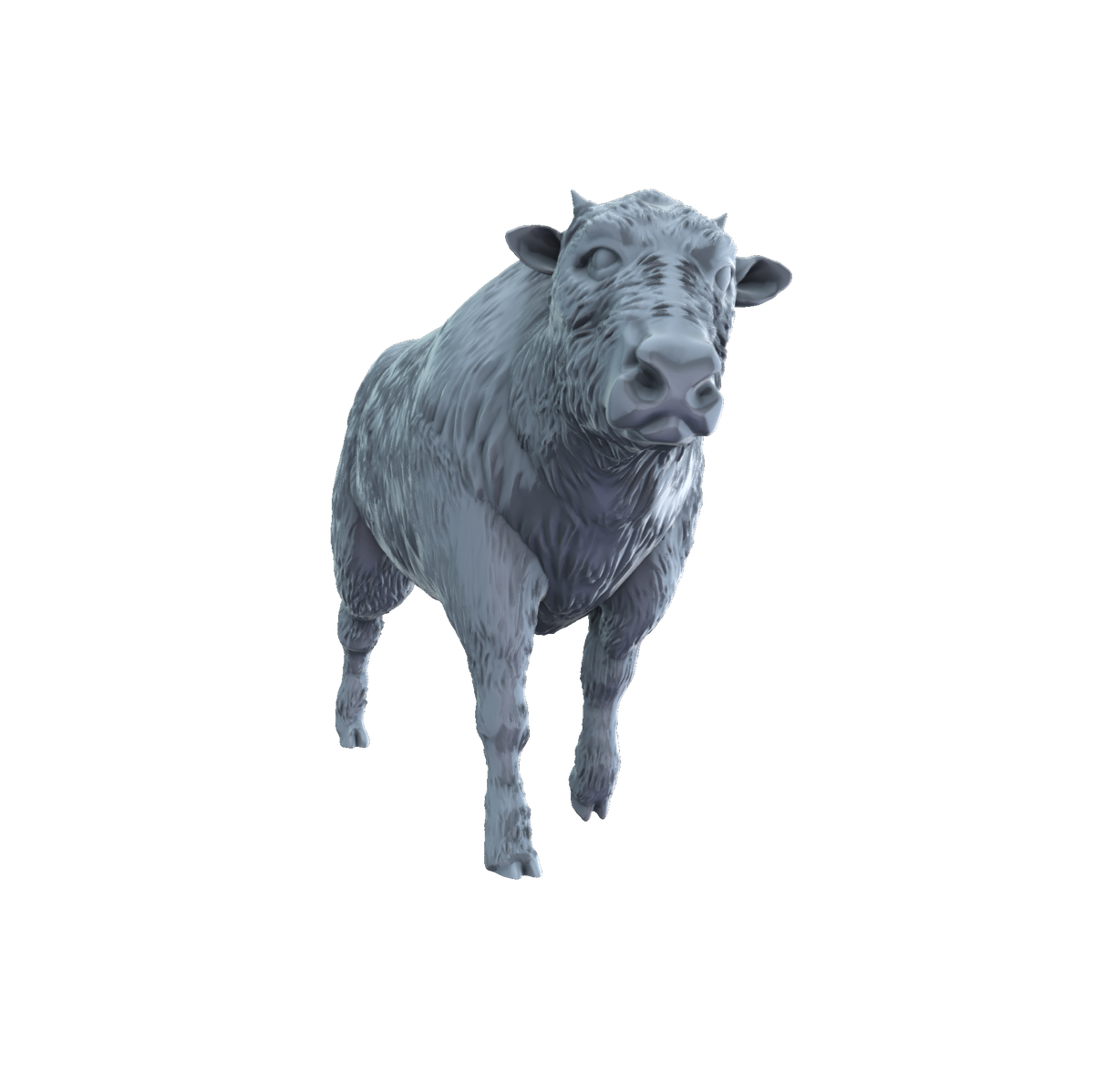3D printed American bison calf running front view
