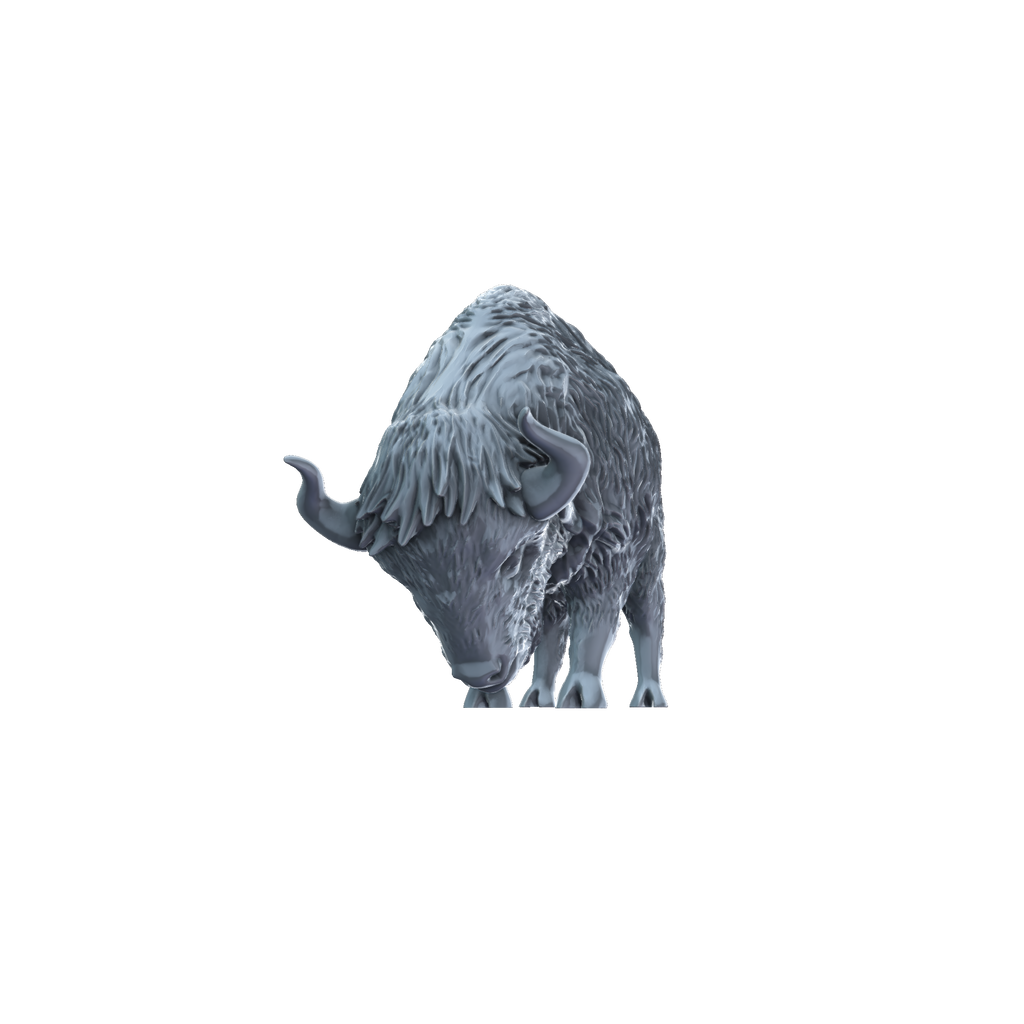 3D printed American bison grazing front view