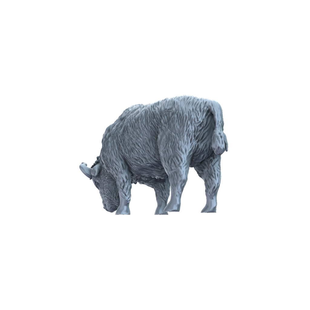 3D printed American bison grazing rear view