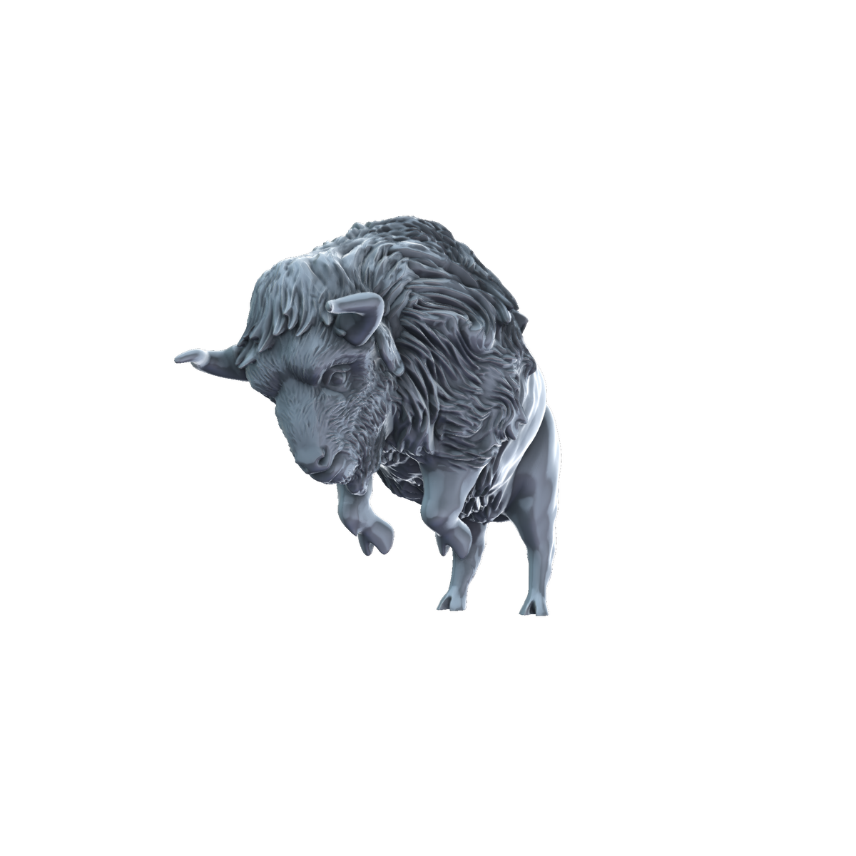 3D printed American bison leaping front view