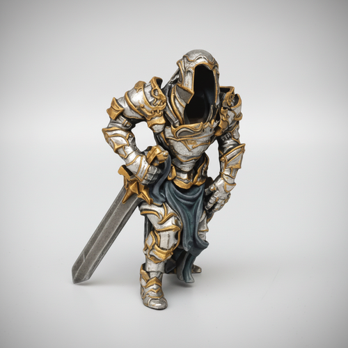 Animated armour holding a sword painted