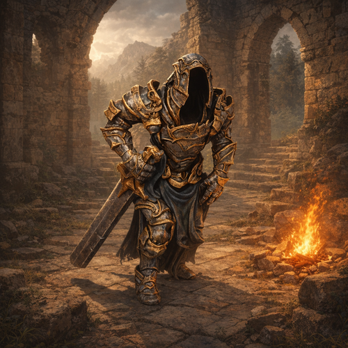 Animated Armour in a ruin