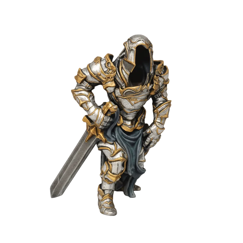 Animated armour holding a sword painted