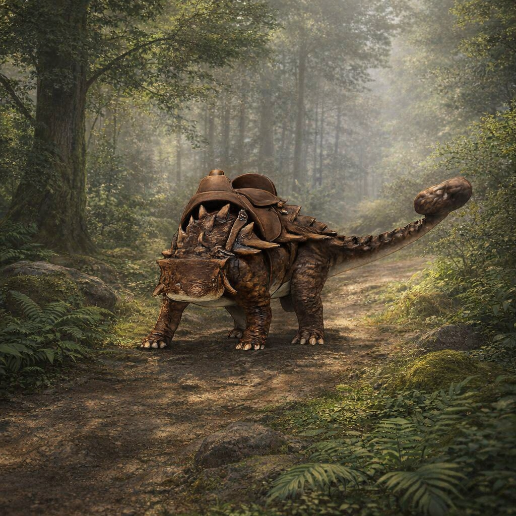 Ankylosaurus Mount walking through a forest