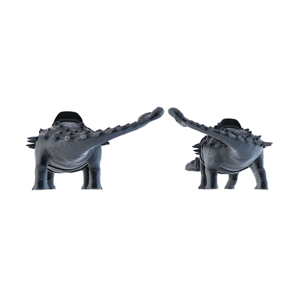 3D printed Ankylosaurus mounts rear view