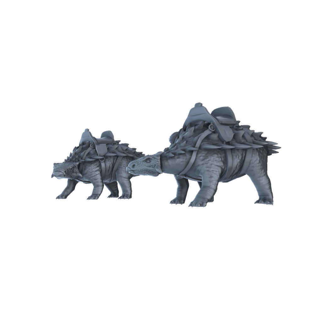 3D printed Ankylosaurus mounts side view