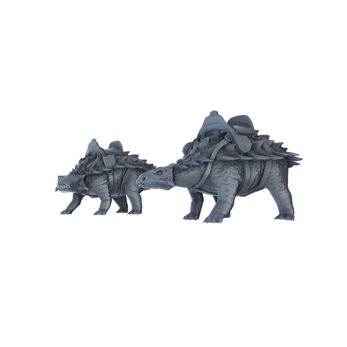 3D printed Ankylosaurus mounts side view