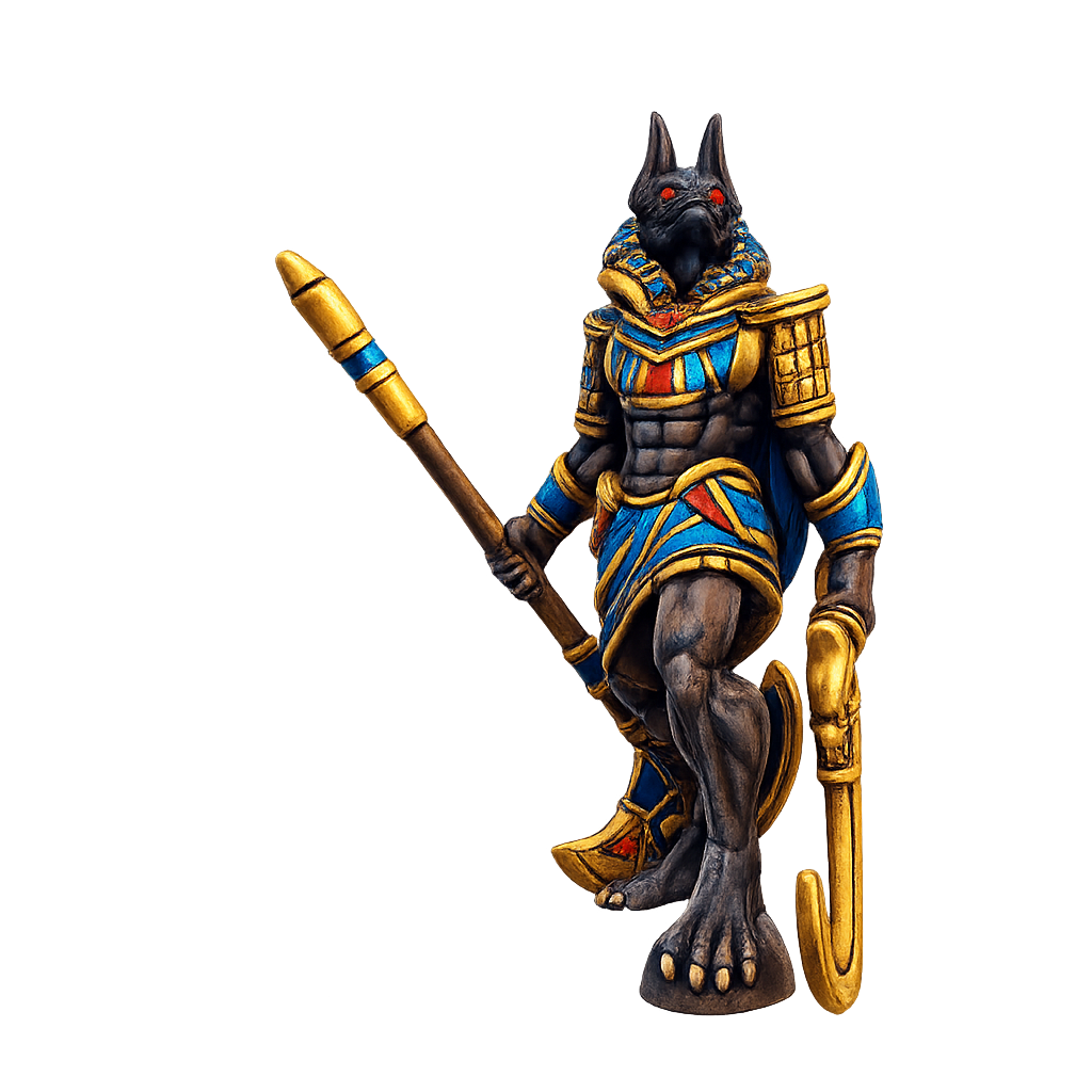 Painted Anubis Warrior with khopesh miniature