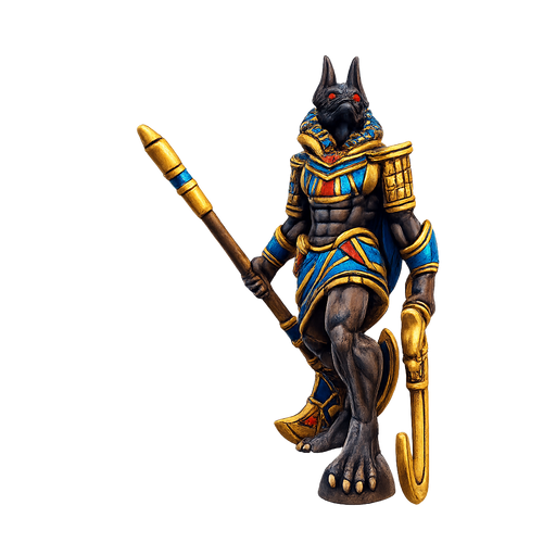 Painted Anubis Warrior with khopesh miniature