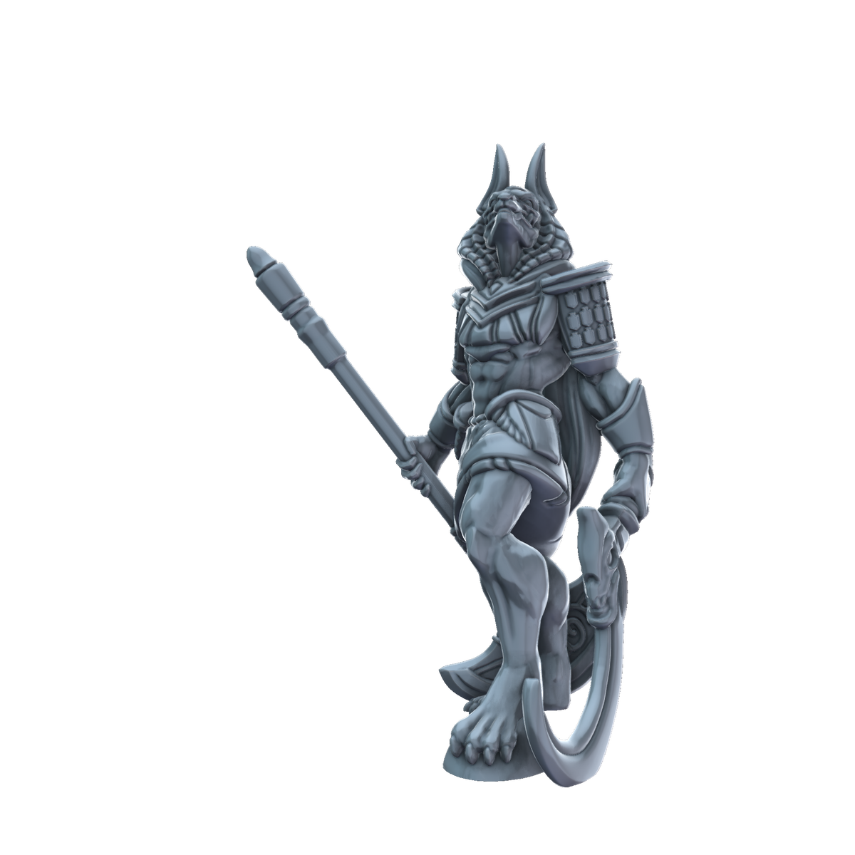 3D printed Anubis Warrior with khopesh front view