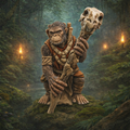 Ape Shaman in a fantasy setting with torches in the background