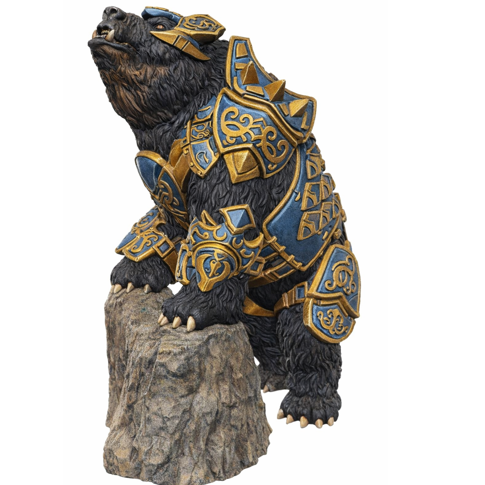 Painted Armoured Bear on rock miniature