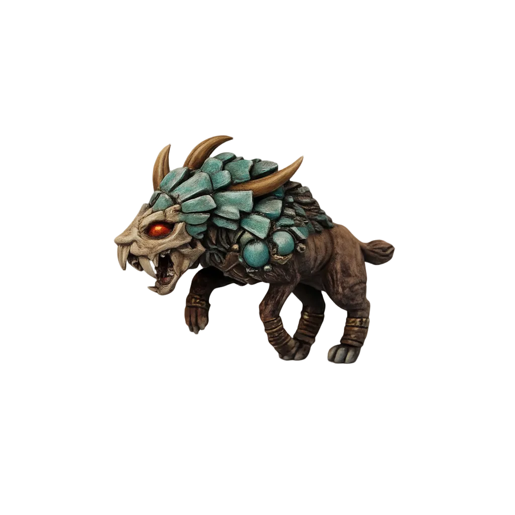Painted Armoured Dinocrocuta Leaping miniature