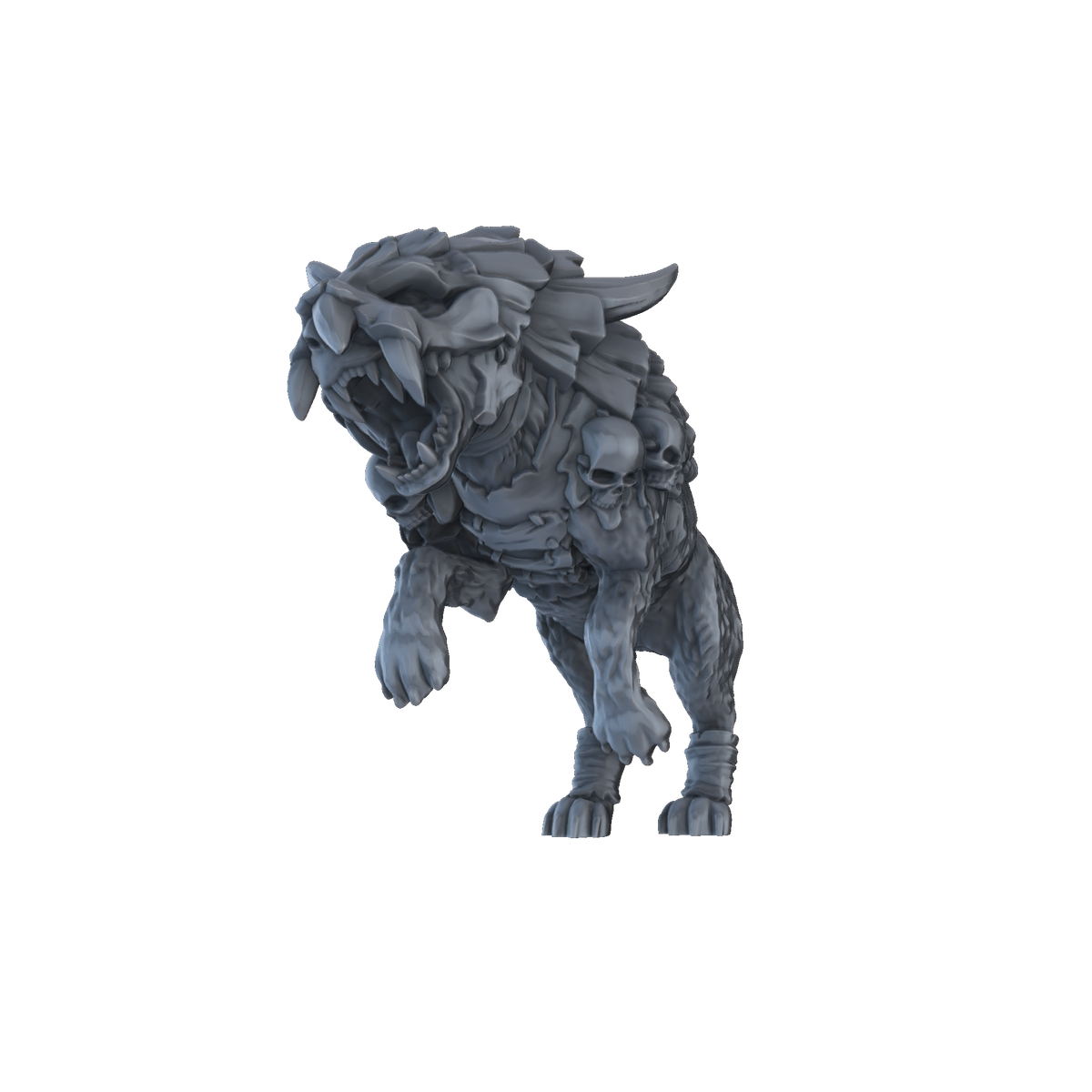 3D printed Armoured Dinocrocuta Leaping front view