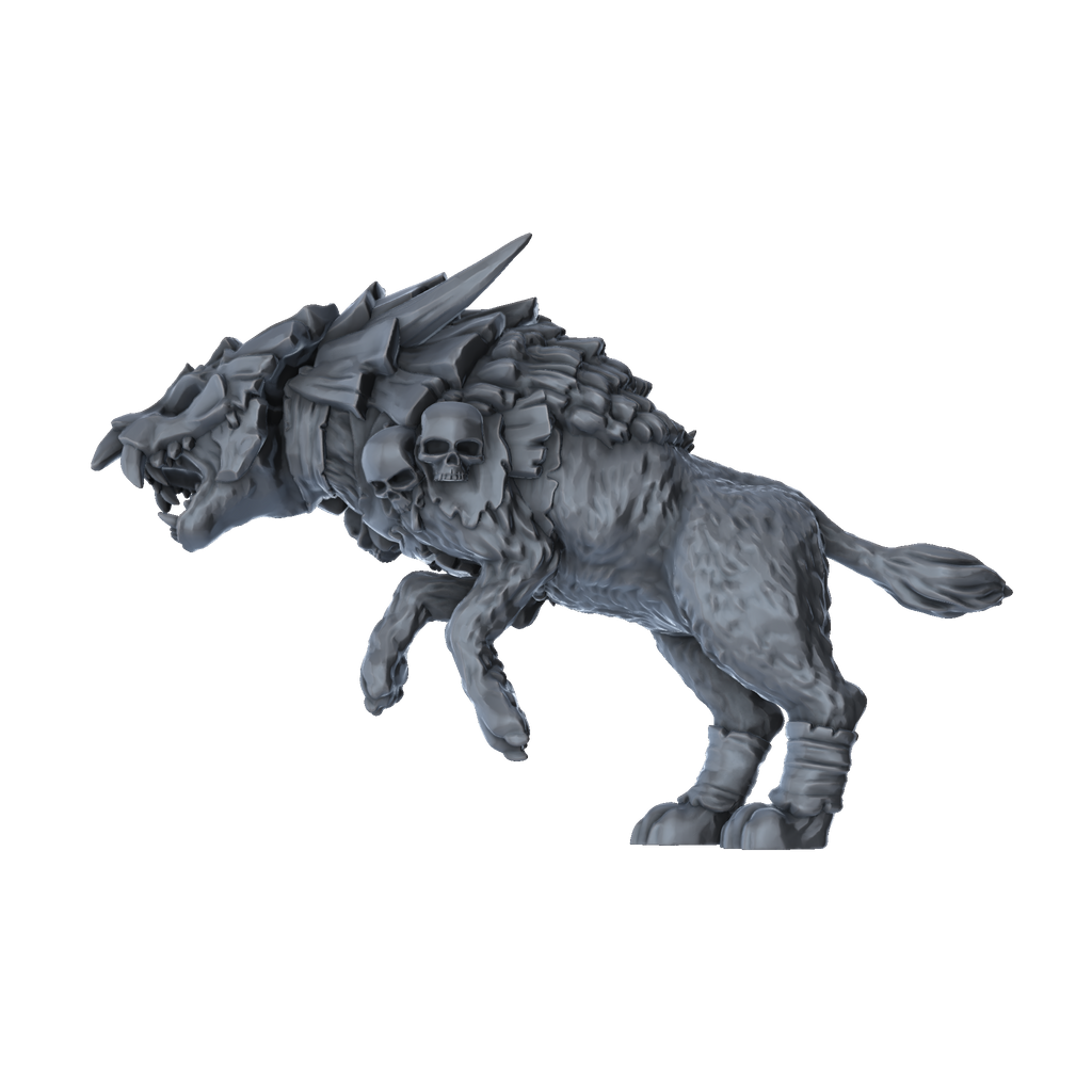 3D printed Armoured Dinocrocuta Leaping side view
