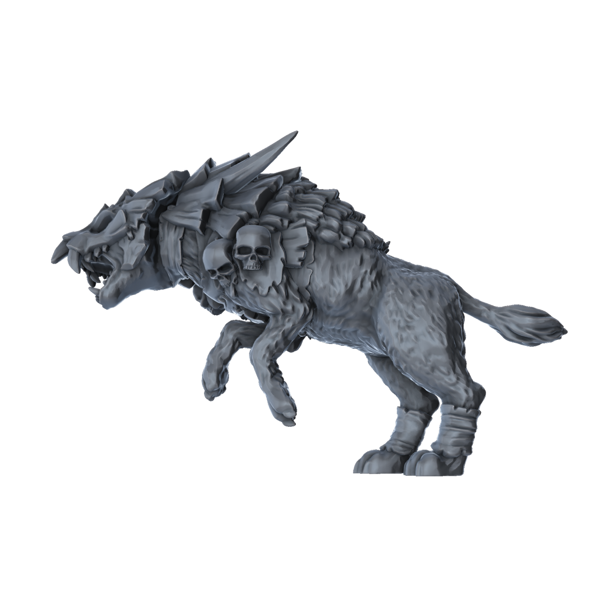 3D printed Armoured Dinocrocuta Leaping side view