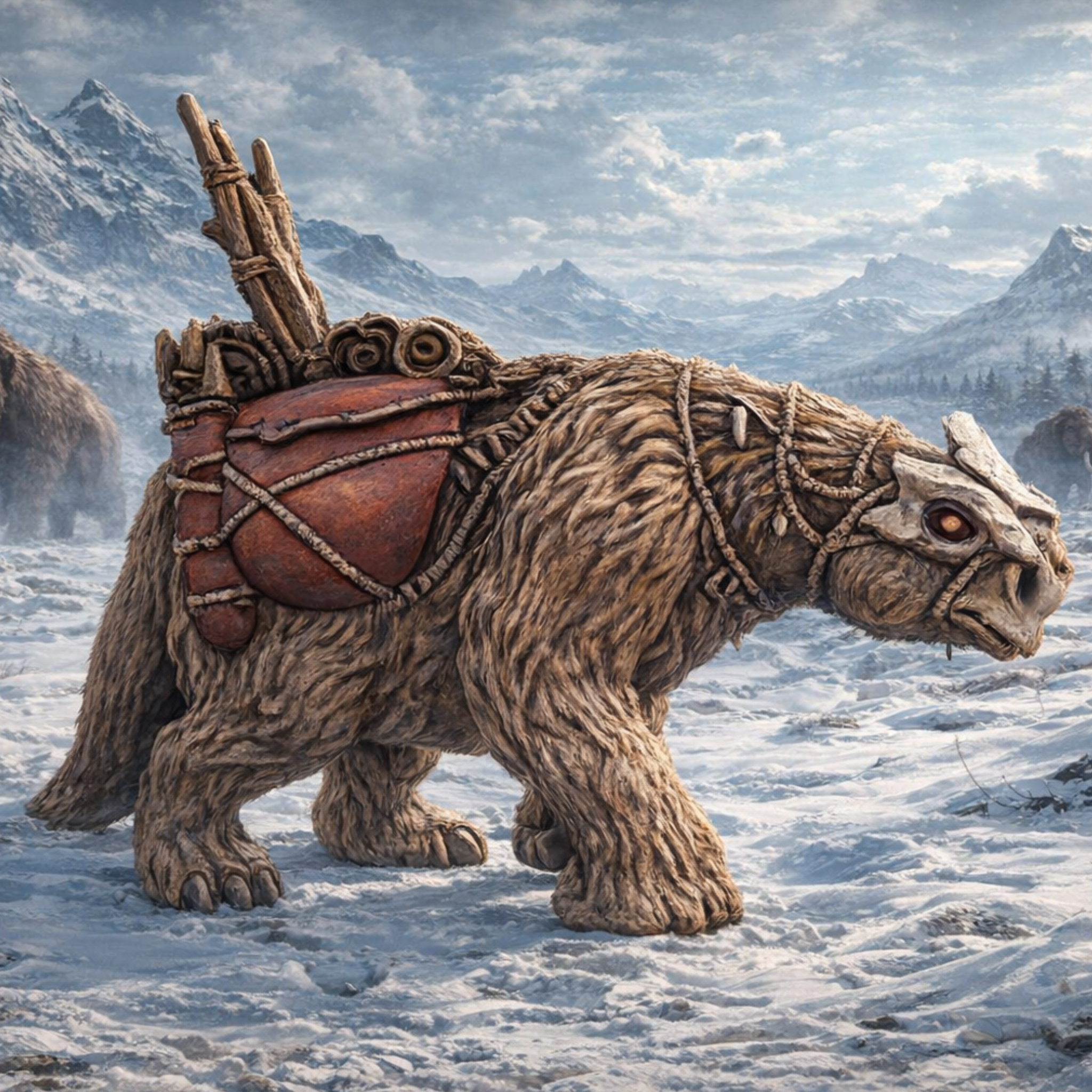 Armoured Megatherium in a frozen tundra