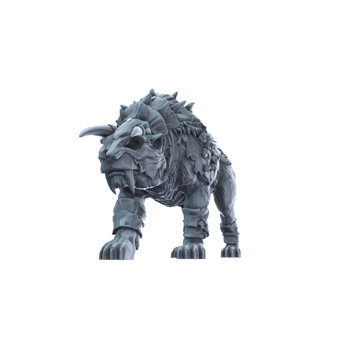 3D printed Armoured Smilodon front view