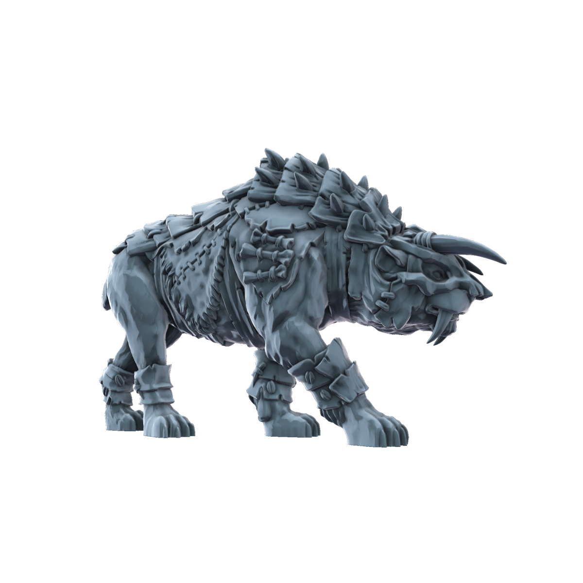 3D printed Armoured Smilodon side view