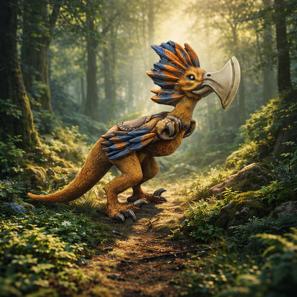 Axe Beak Mount  in a forest setting