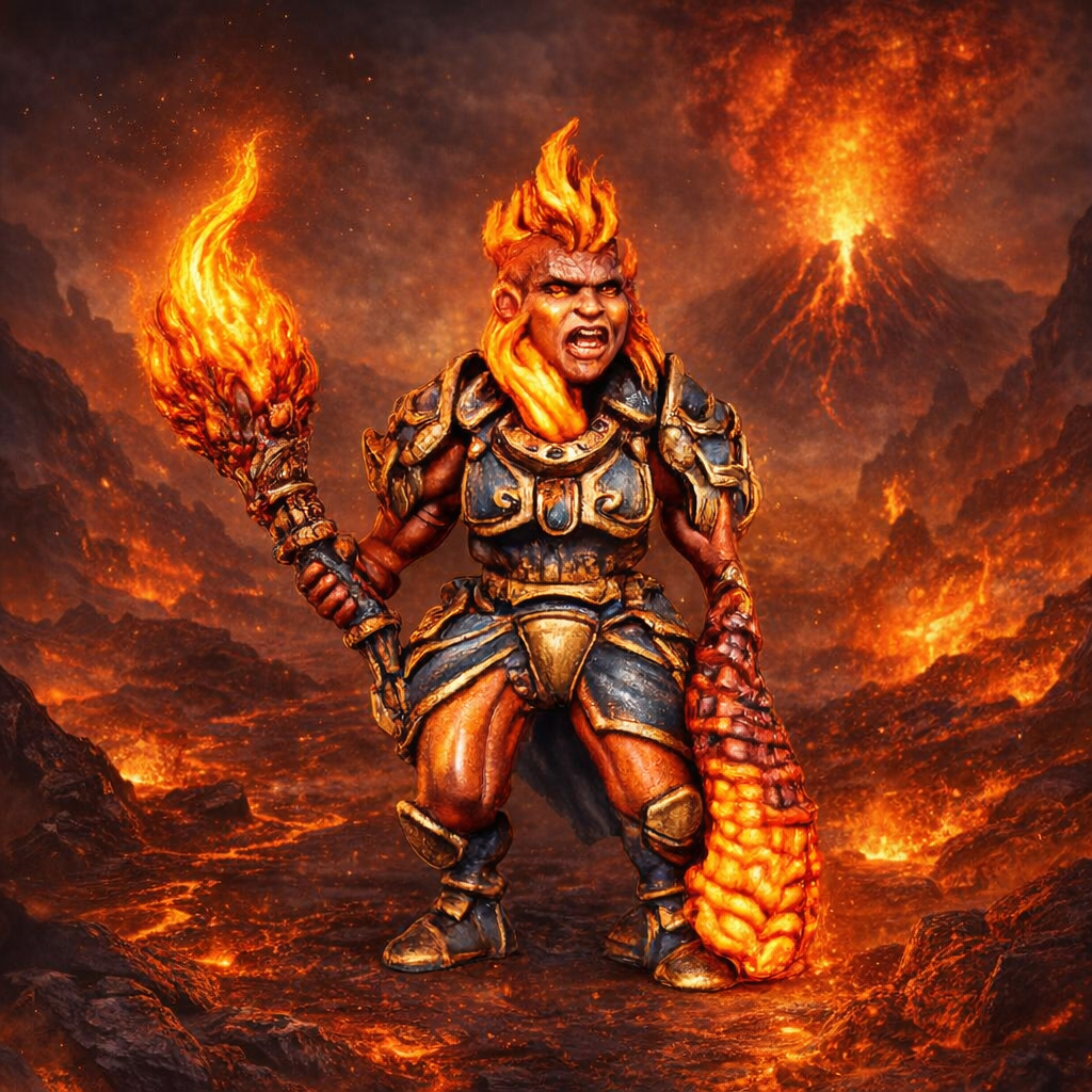 Azer Female in a fiery landscape
