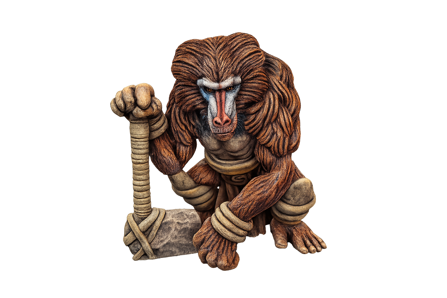 Painted Baboon Warrior miniature