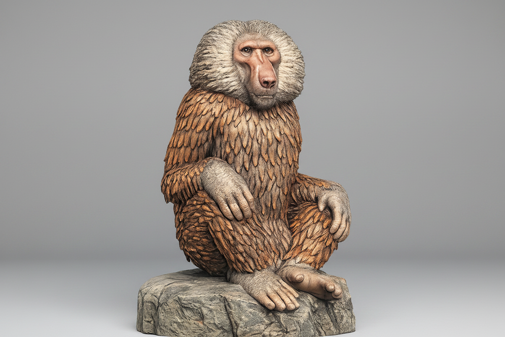 Painted Baboon on rock miniature