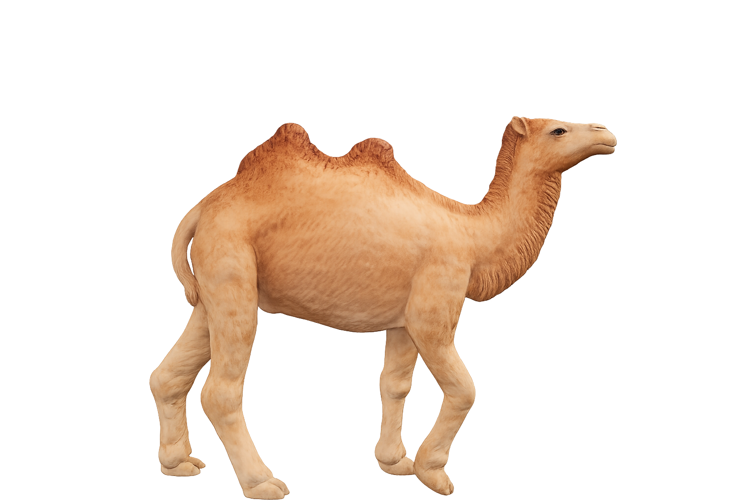 Painted Bactrian camel walking miniature
