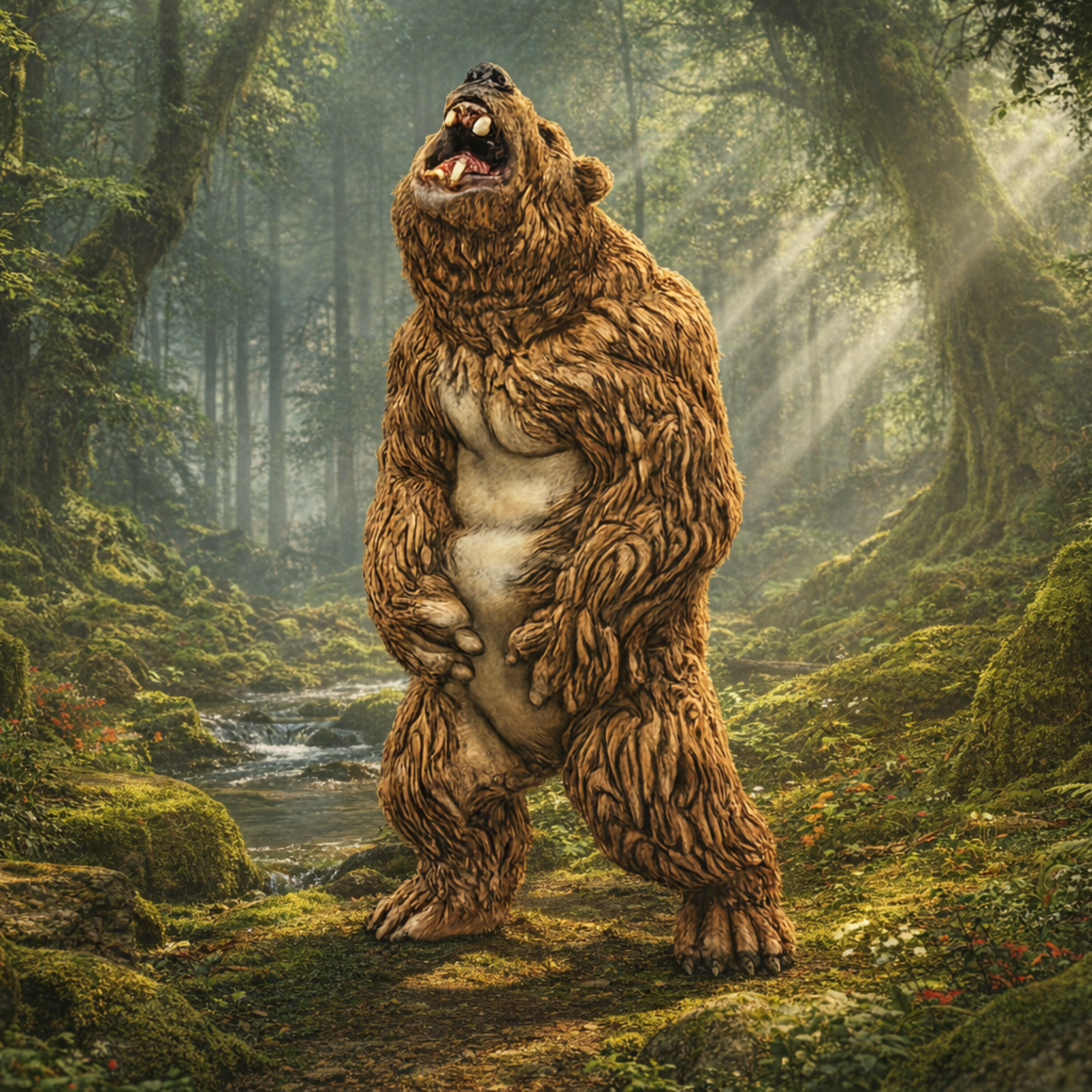 Bear Standing on its hind legs in a forest setting