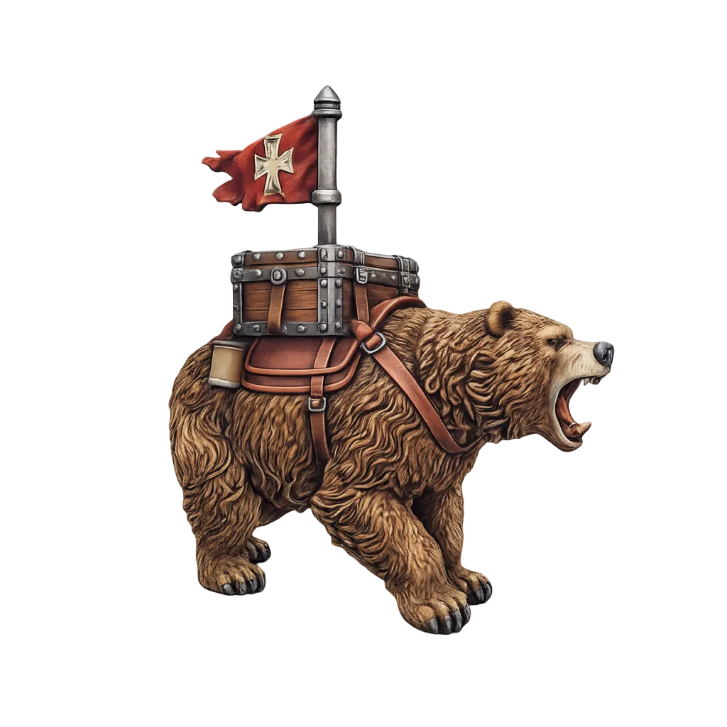 Painted Bear of faith with Flag on its back